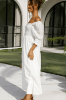 Vestito Lungo Estivo Bianco Spalle Scoperte - Nodo Regolabile Boho