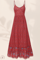 Vestito Lungo Fantasia Floreale con Spalline Regolabili | Paradiso Bohemien