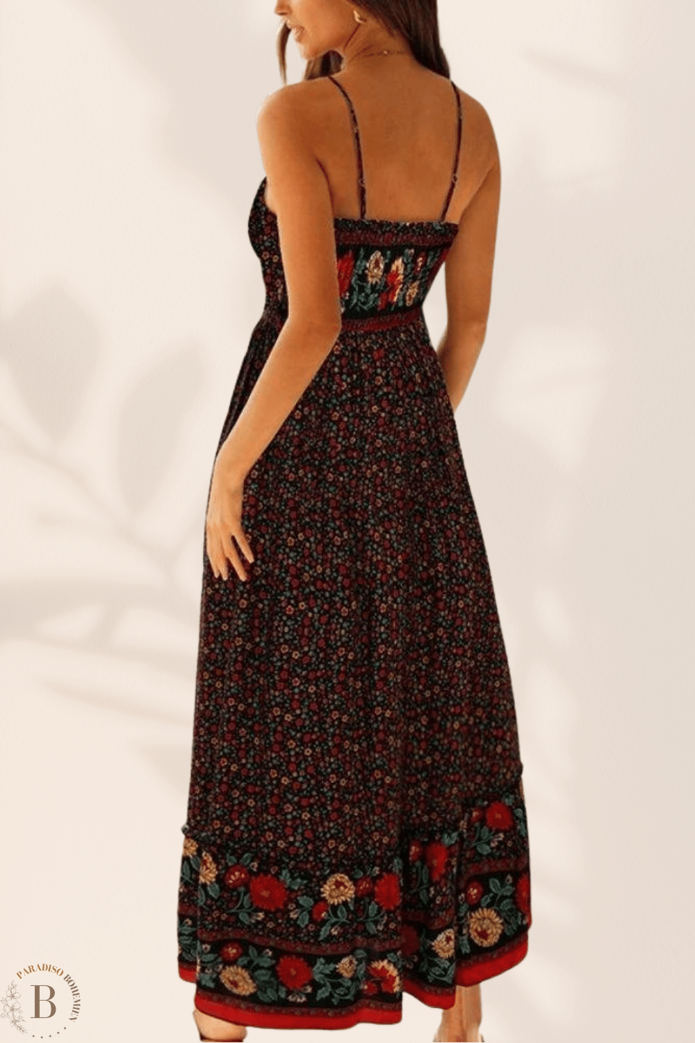 Vestito Lungo Fiorato Nero  | Paradiso Bohemien