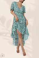 Vestito Lungo Fiori Maniche Corte | Paradiso Bohemien