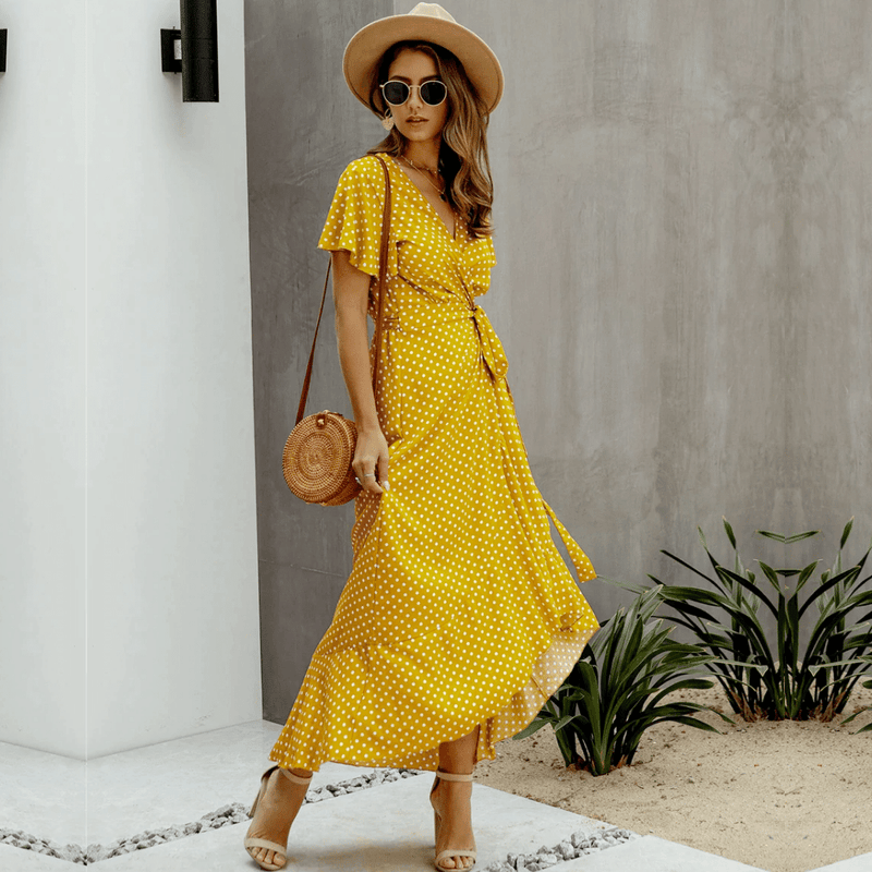 Vestito Giallo a Pois Paradiso Bohemien