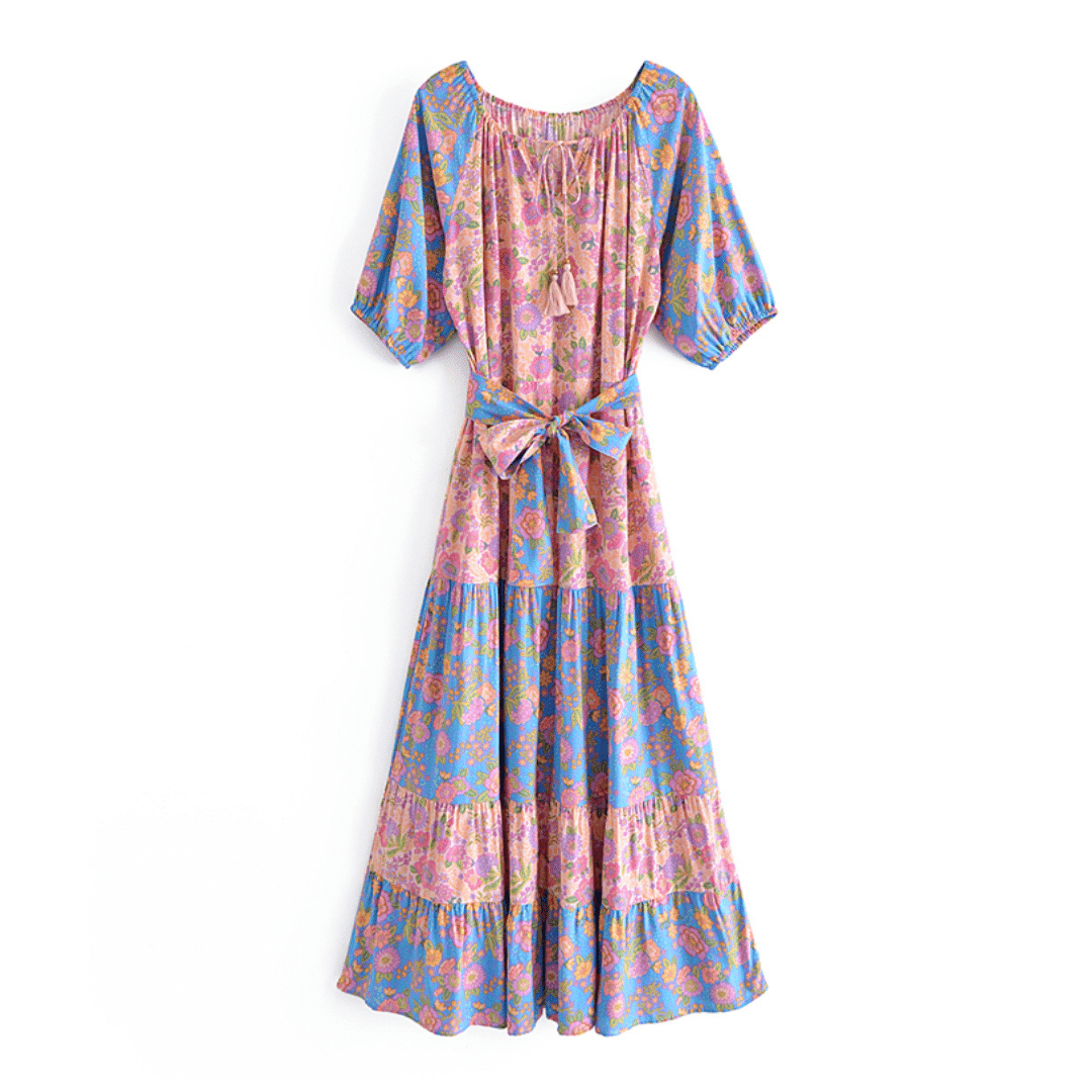 Vestito Lungo Rosa Hippie Chic | Paradiso Bohemien