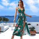Vestito Lungo Verde a Fiori Boho Chic