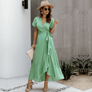 Vestito Lungo Verde a Pois