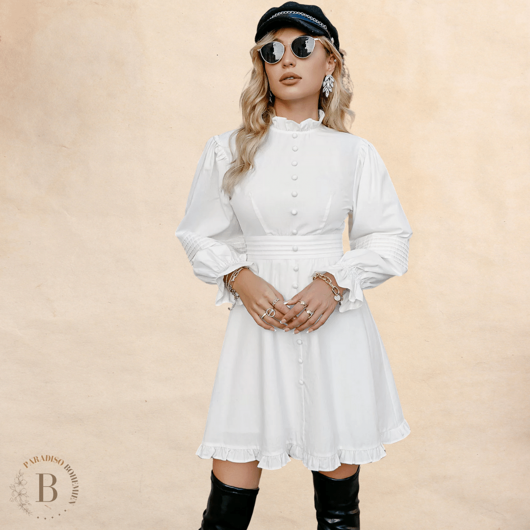 Vestito a Maniche Lunghe Bianco | Paradiso Bohemien