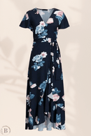 Vestito Nero a Fiori Maniche Corte | Paradiso Bohemien