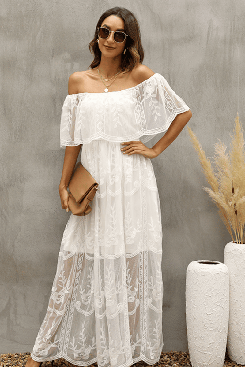 Vestito pizzo 2025 bianco lungo