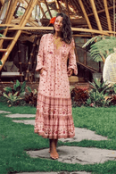 Vestito Rosa Cipria a Manica Lunga Bohemien | Paradiso Bohemien