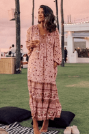 Vestito Rosa Cipria a Manica Lunga Boho | Paradiso Bohemien