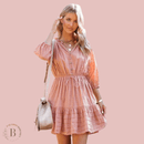 Vestito Rosa Cipria con Maniche a Tre Quarti per Donna | Paradiso Bohemien