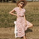 Vestito Rosa Stile Country con stampa Floreale | Paradiso Bohemien