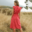 Vestito Rosso Bohémien a Pois Bianchi da donna