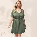 Abito Corto Casual Taglie Forti Verde | Paradiso Bohemien