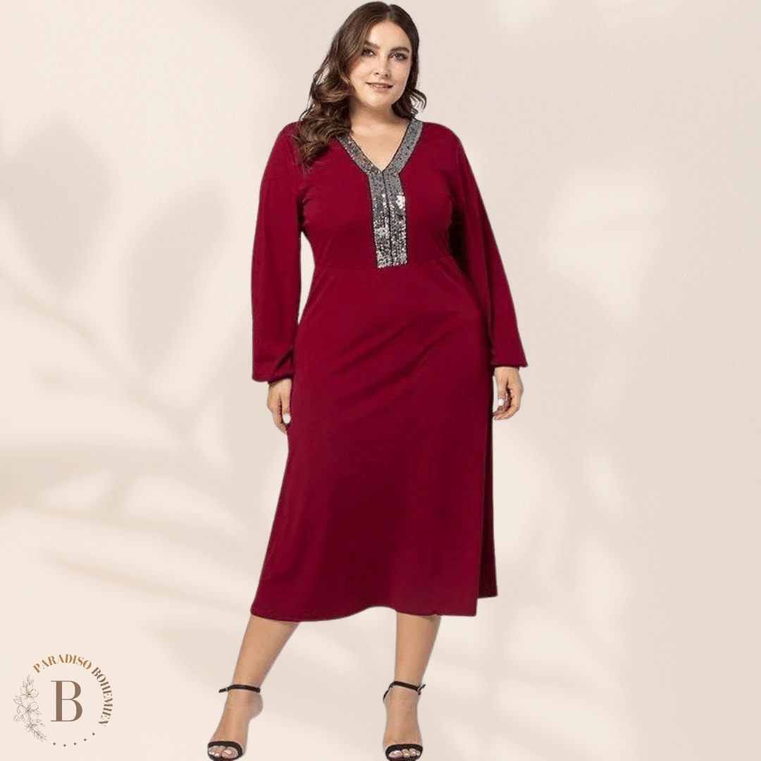 Abito Rosso Lungo Taglie Forti per Donna | Paradiso Bohemien