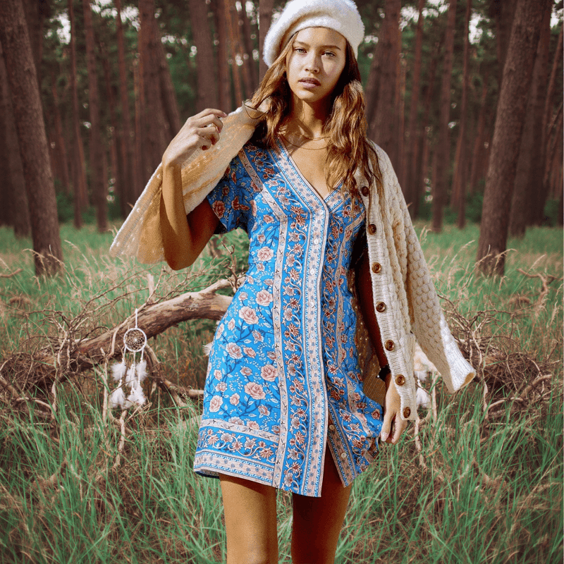 Vestito Tunica Corto Hippie Chic Paradiso Bohemien